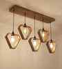 Hexad 5 Lights Brown Solid Wood Linear Chandelier Cluster Hanging Light