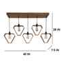 Hexad 5 Lights Brown Solid Wood Linear Chandelier Cluster Hanging Light