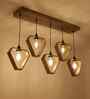 Hexad 5 Lights Brown Solid Wood Linear Chandelier Cluster Hanging Light