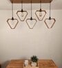 Hexad 5 Lights Brown Solid Wood Linear Chandelier Cluster Hanging Light