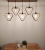 Hexad 5 Lights Brown Solid Wood Linear Chandelier Cluster Hanging Light