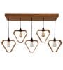 Hexad 5 Lights Brown Solid Wood Linear Chandelier Cluster Hanging Light
