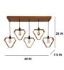 Hexad 5 Lights Brown Solid Wood Linear Chandelier Cluster Hanging Light