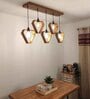 Hexad 5 Lights Brown Solid Wood Linear Chandelier Cluster Hanging Light