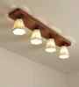Hexagon 4 Lights Beige and Brown Solid Wood Flush Mounted Ceiling Light