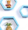 Hexagon Floating Wall Shelf Set of 3 in Sky Blue Colour