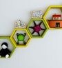 Hexagon Floating Wall Shelf Set of 6 in Green & Yellow Finish