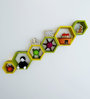 Hexagon Floating Wall Shelf Set of 6 in Green & Yellow Finish