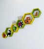 Hexagon Floating Wall Shelf Set of 6 in Green & Yellow Finish