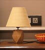 Hexagon Shape Solid Natural Wooden Table Lamp