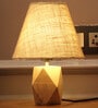 Hexagon Shape Solid Natural Wooden Table Lamp