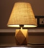 Hexagon Shape Solid Natural Wooden Table Lamp