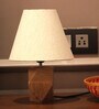 Hexagon Shape Solid Natural Wooden White Lamp Shade Table Lamp