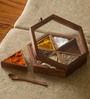 Hexagonal (Each 45ml) Sheesham Wood Spice Box with Spoon