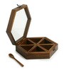 Hexagonal (Each 45ml) Sheesham Wood Spice Box with Spoon