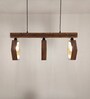 Hexagram 3 Lights Brown Solid Wood Linear Chandelier Cluster Hanging Light