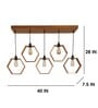 Hexagram 5 Lights Brown Solid Wood Linear Chandelier Cluster Hanging Light