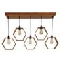Hexagram 5 Lights Brown Solid Wood Linear Chandelier Cluster Hanging Light