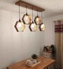 Hexagram 5 Lights Brown Solid Wood Linear Chandelier Cluster Hanging Light