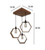 Hexagram Brown Solid Wood Cluster Hanging Light