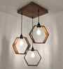 Hexagram Brown Solid Wood Cluster Hanging Light
