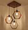 Hexagram Brown Solid Wood Cluster Hanging Light