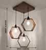 Hexagram Brown Solid Wood Cluster Hanging Light