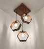 Hexagram Brown Solid Wood Cluster Hanging Light