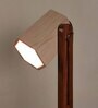 Hexspot Brown Wooden Table Lamp With Beige Wooden Lampshade