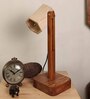 Hexspot Brown Wooden Table Lamp With Beige Wooden Lampshade