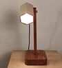 Hexspot Brown Wooden Table Lamp With Beige Wooden Lampshade