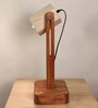 Hexspot Brown Wooden Table Lamp With Beige Wooden Lampshade