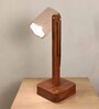 Hexspot Brown Wooden Table Lamp With Beige Wooden Lampshade
