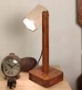 Hexspot Brown Wooden Table Lamp With Beige Wooden Lampshade