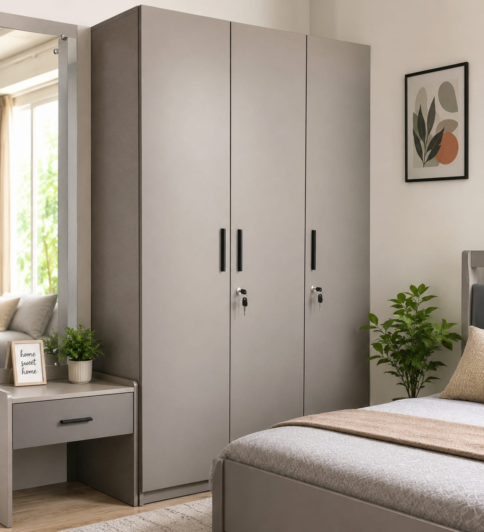 HGK 3 Door Wardrobe In Grey Finish
