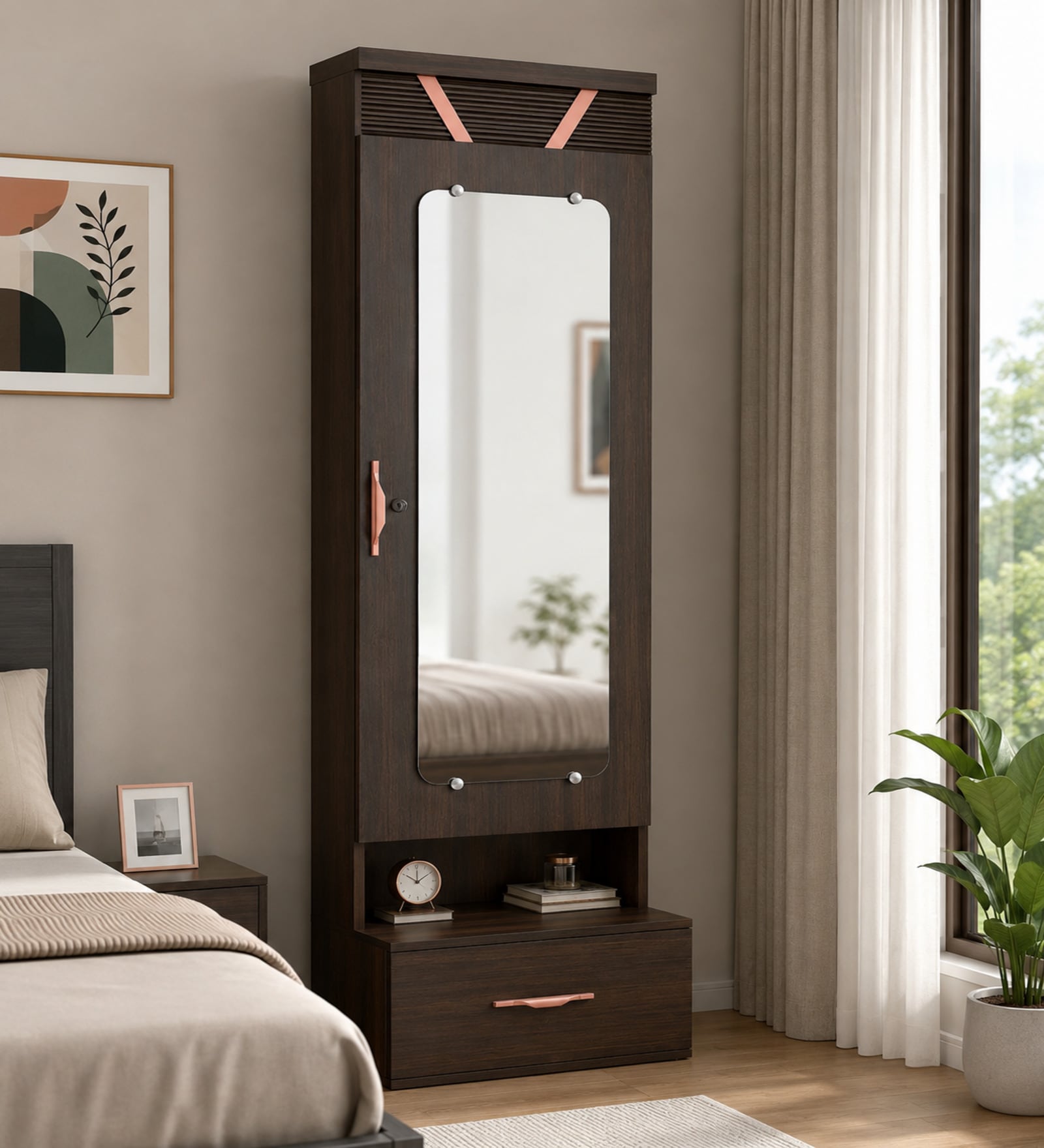  Mintra Dressing Table In Brown Finish With Storage