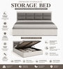 HGK Upholstered Grey Colour Bed With Hydraulic Storage In Walnut Finish