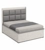 HGK Upholstered Grey Colour Bed With Hydraulic Storage In Walnut Finish