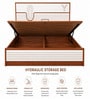 HGK Curve White Colour Bed With Hydraulic Storage In Walnut Finish