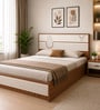 HGK Curve White Colour Bed With Hydraulic Storage In Walnut Finish