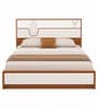 HGK Curve White Colour Bed With Hydraulic Storage In Walnut Finish