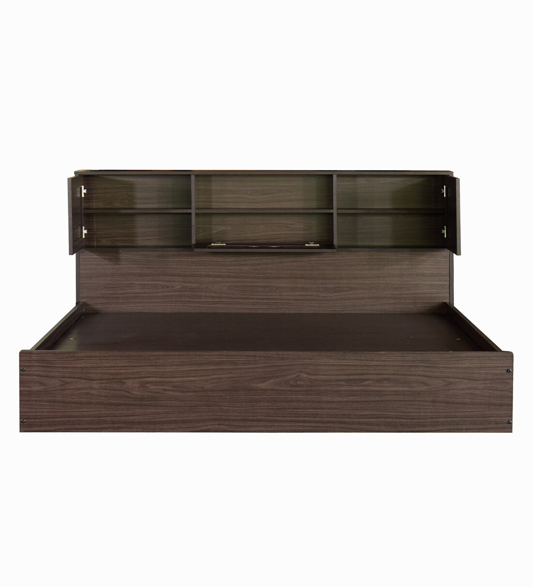 Buy Hideki Blackline King Size Bed with Storage in Walnut Finish