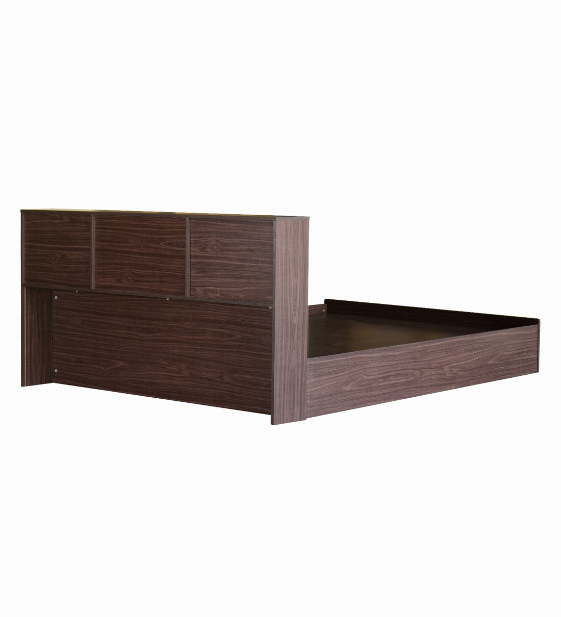 Buy Hideki Blackline King Size Bed with Storage in Walnut Finish