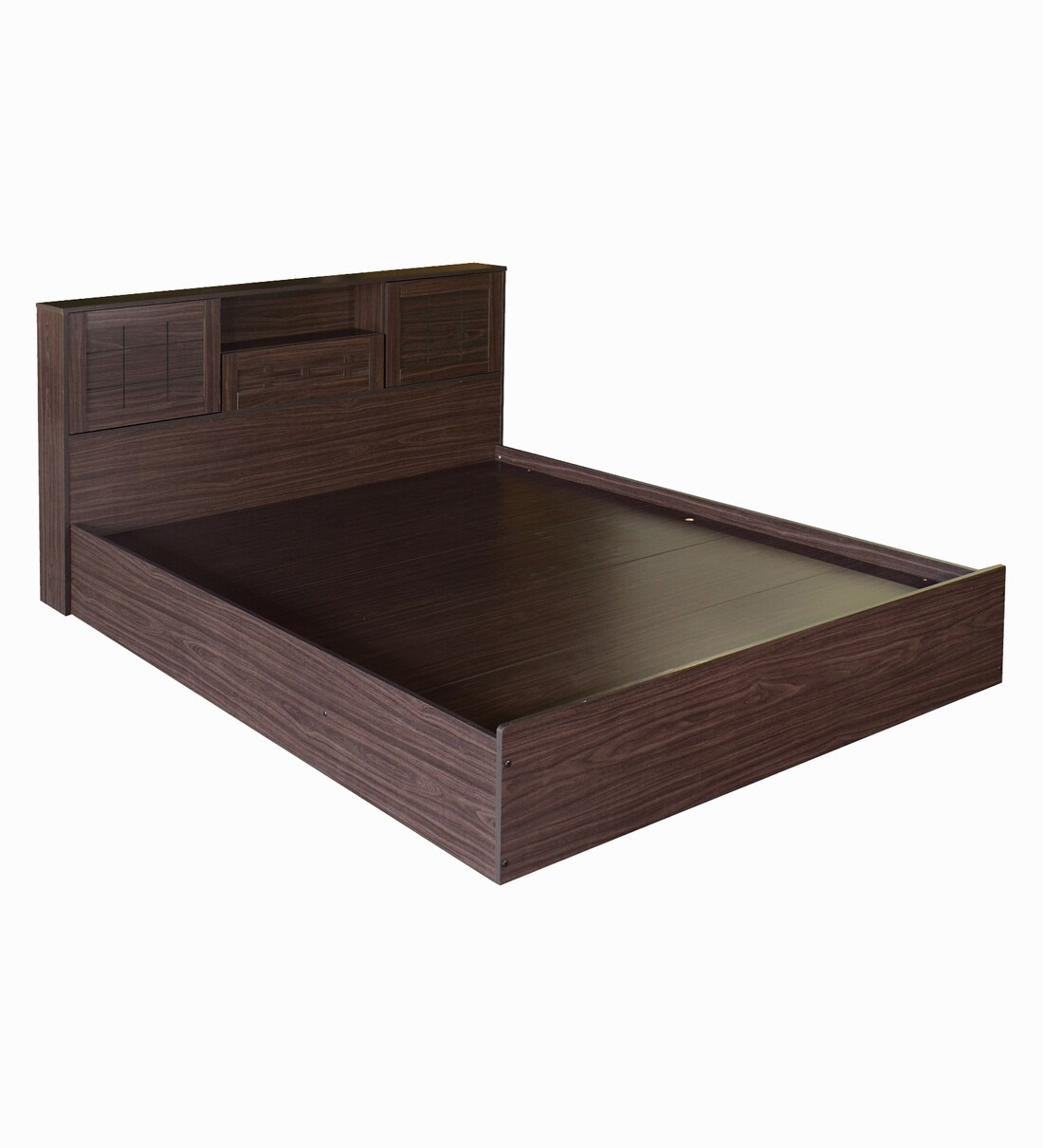 Buy Hideki Blackline King Size Bed with Storage in Walnut Finish Mintwud by Pepperfry Online