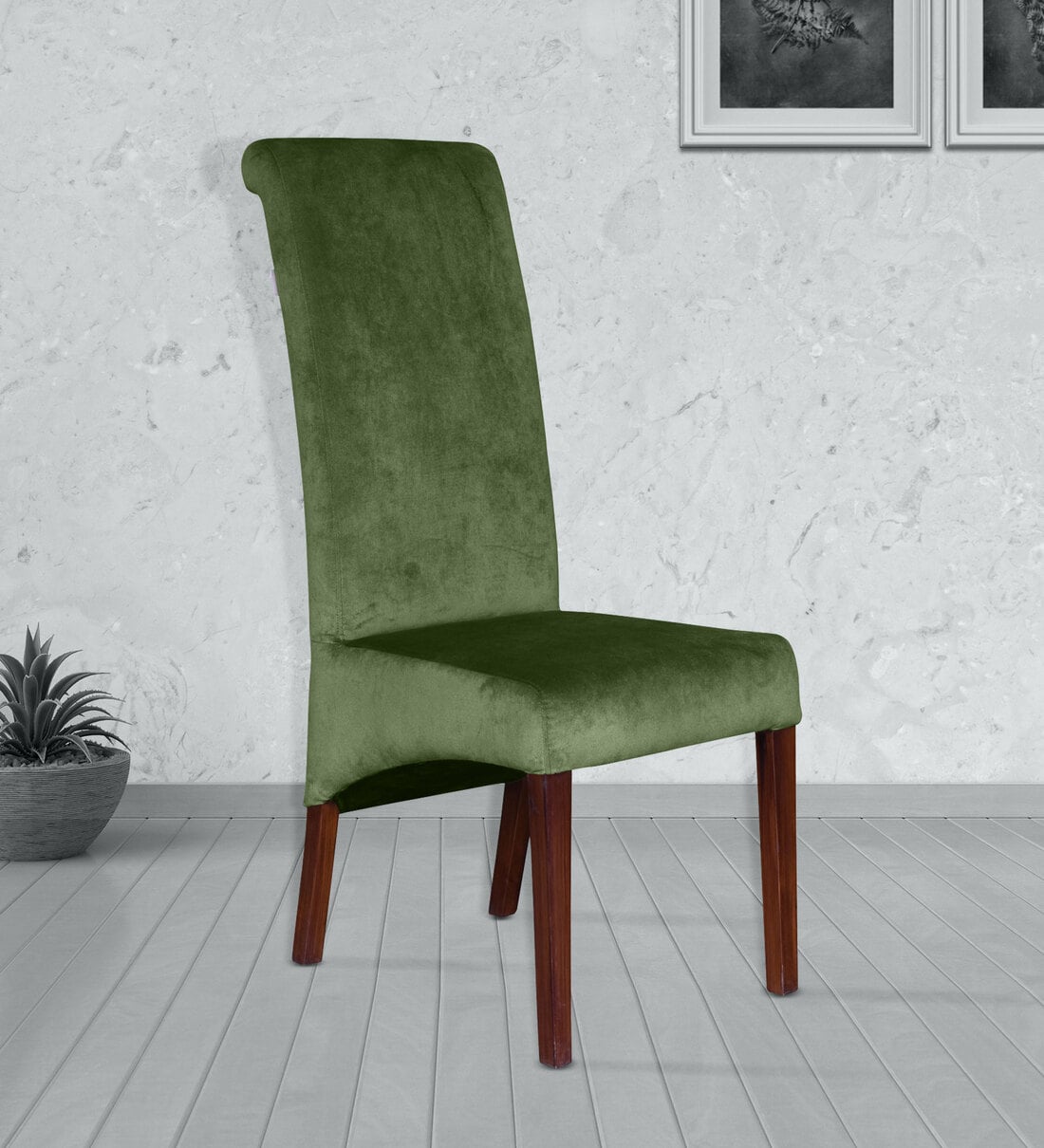 Buy High Back Dining Chair In Green Colour By Furnitech Online