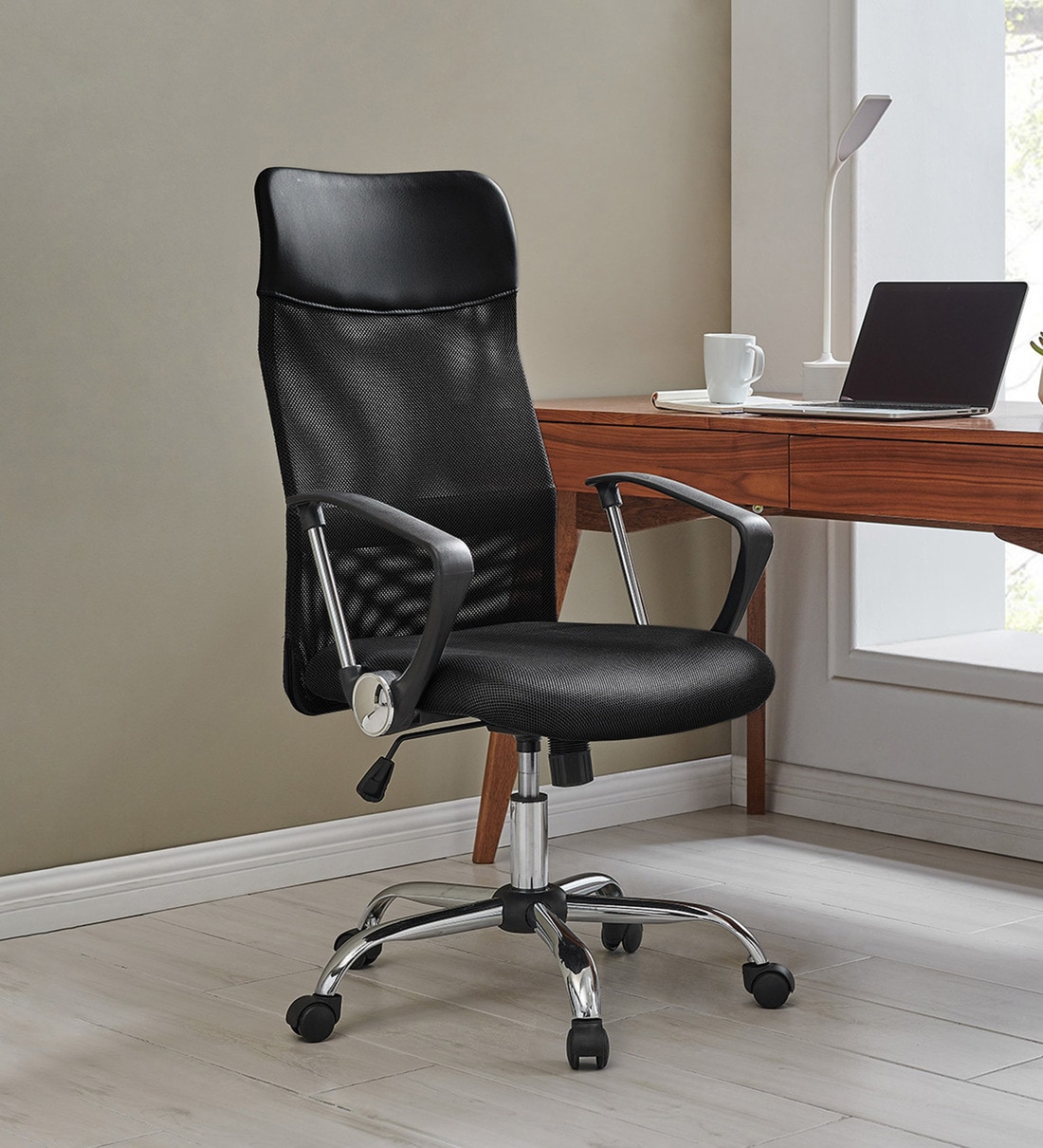 Buy High Back Ergonomic chair in Black Colour by Bantia Furniture ...