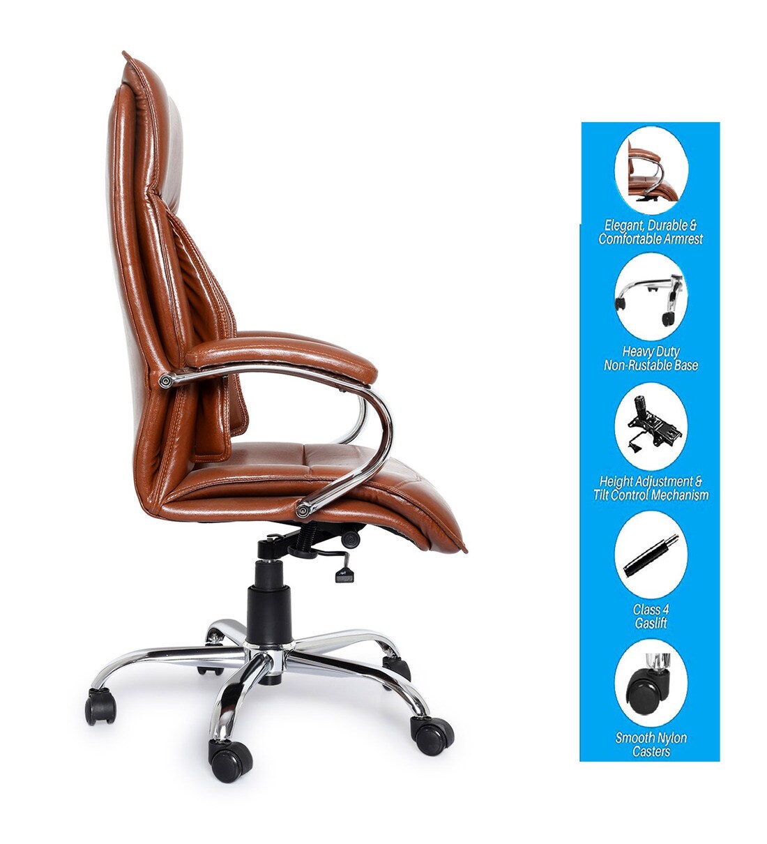 Buy High Back Executive Chair in Brown Colour by Sovereign