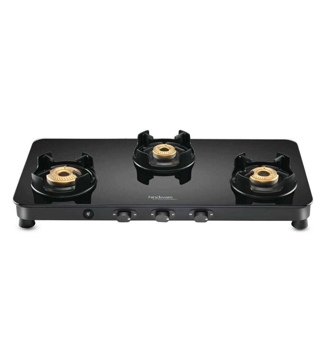 Buy Hindware ALVERIO 3 Burner Glass Cooktop with 8mm Toughened Glass