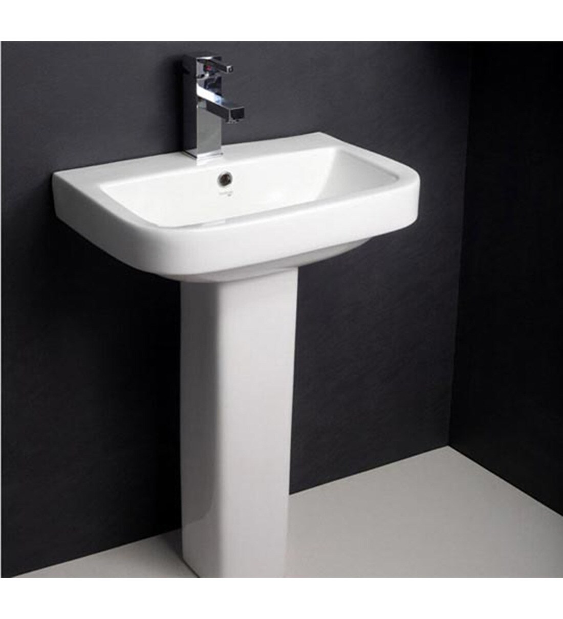 Buy Hindware Mini Neo White Ceramic Full Pedestal Wash Basin 10099 