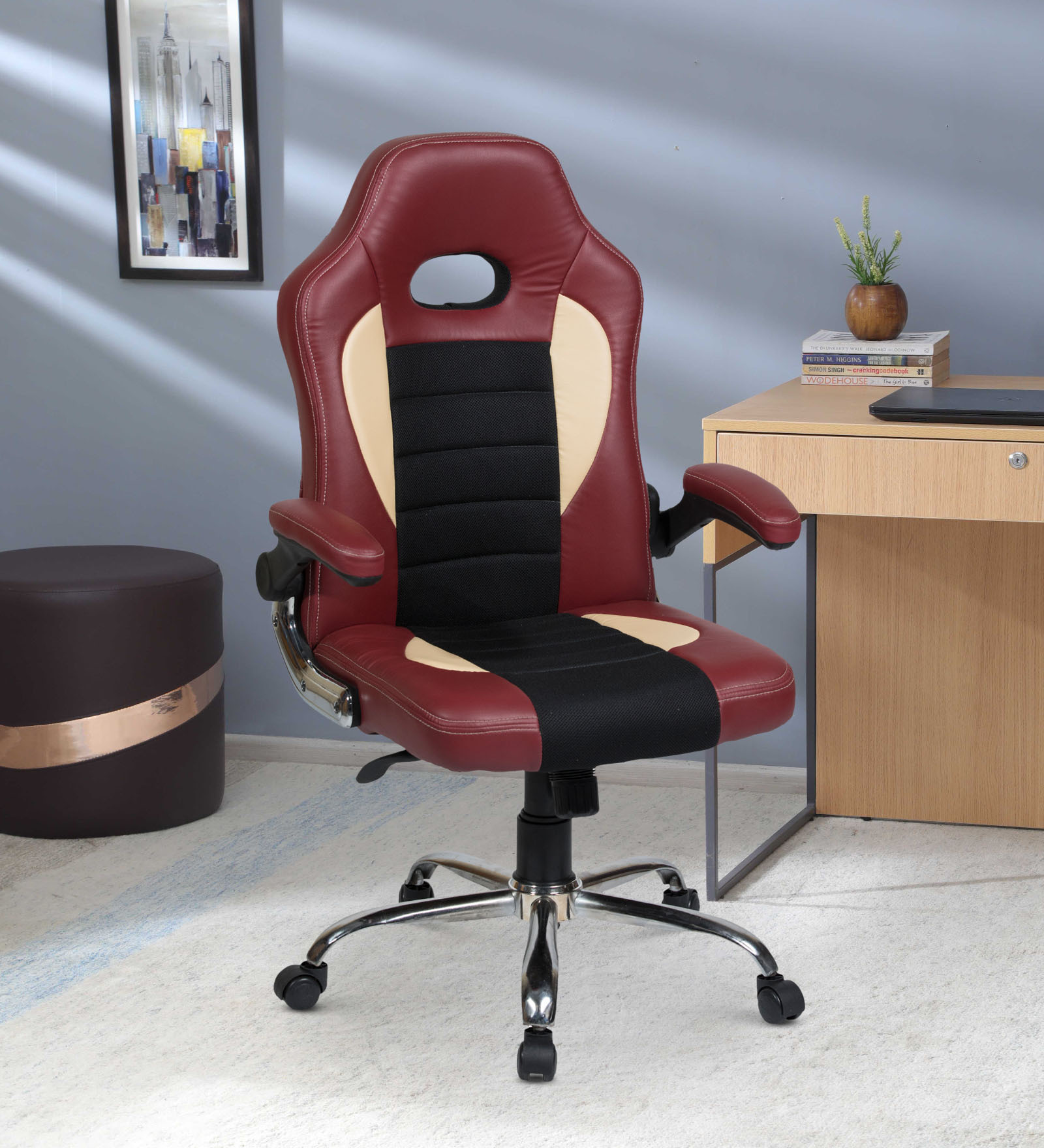 High Back Gaming Chair In Red Andcream Colour